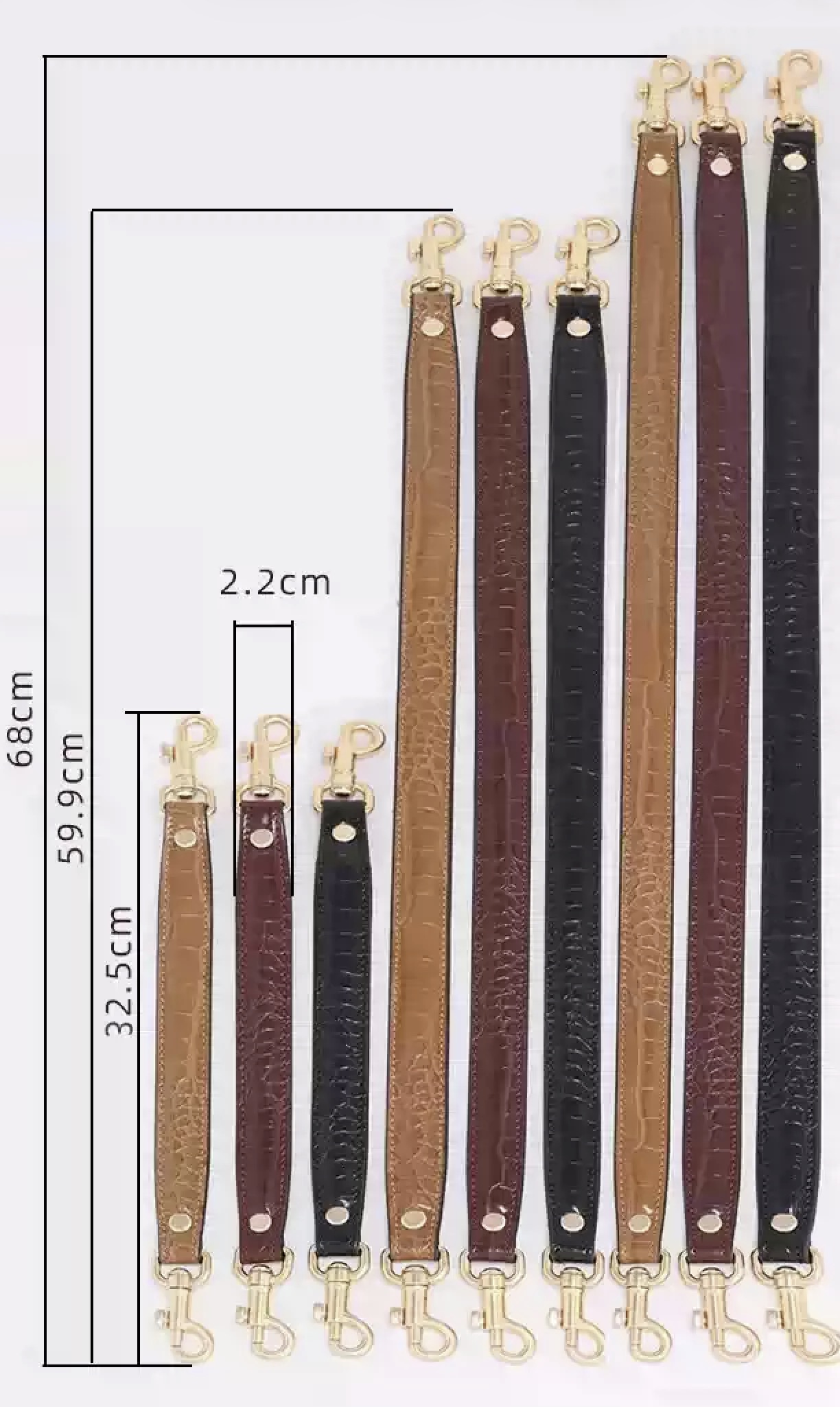 Alligator print handbag accessories with detachable and replaceable shoulder strap, underarm strap, and 3D embossed buckle strap 68cm