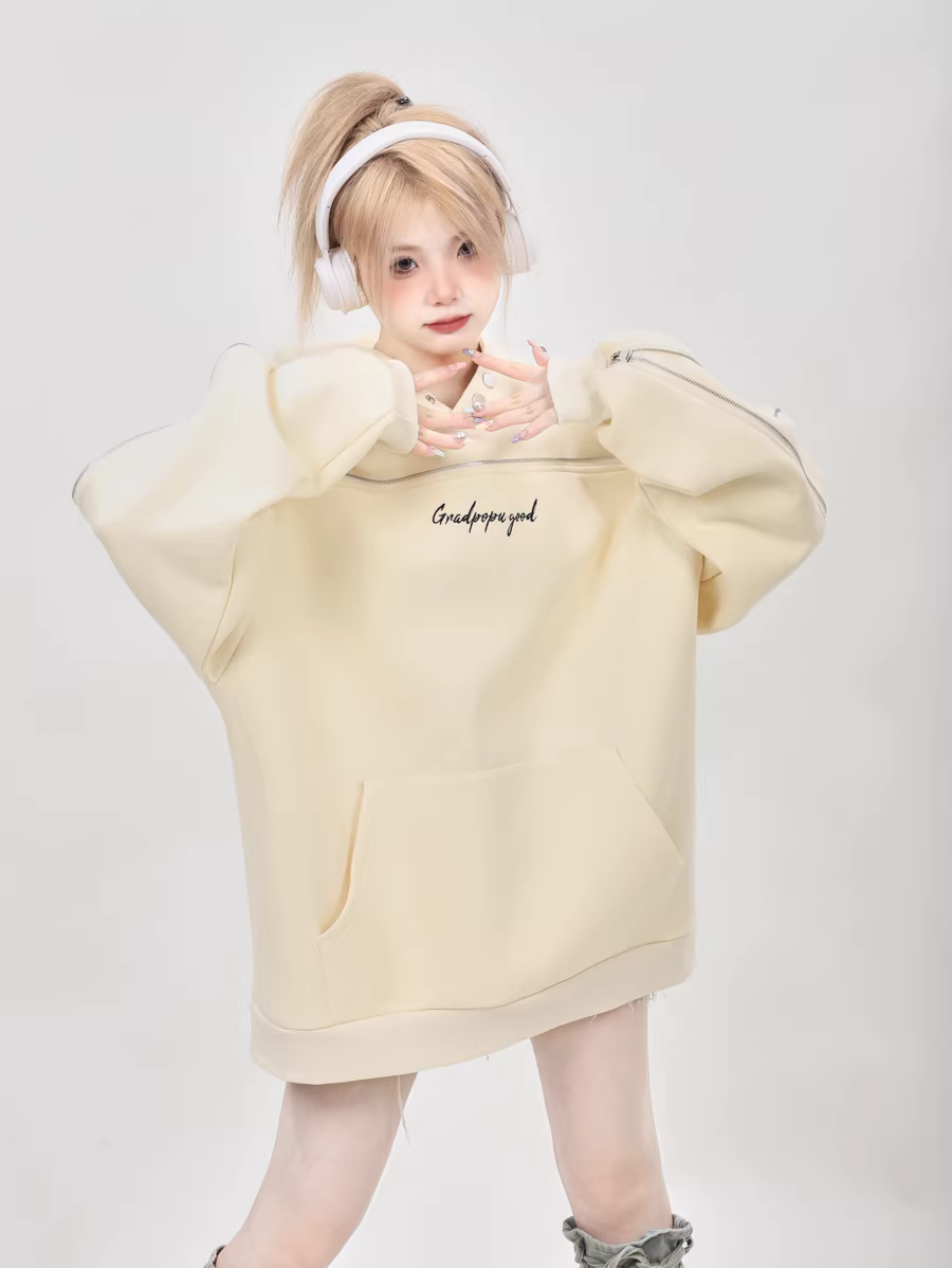 Heavyweight Oversized High-Street American Hoodie for Women – Spring/Autumn 2026, Thickened Trendy Niche Design Top