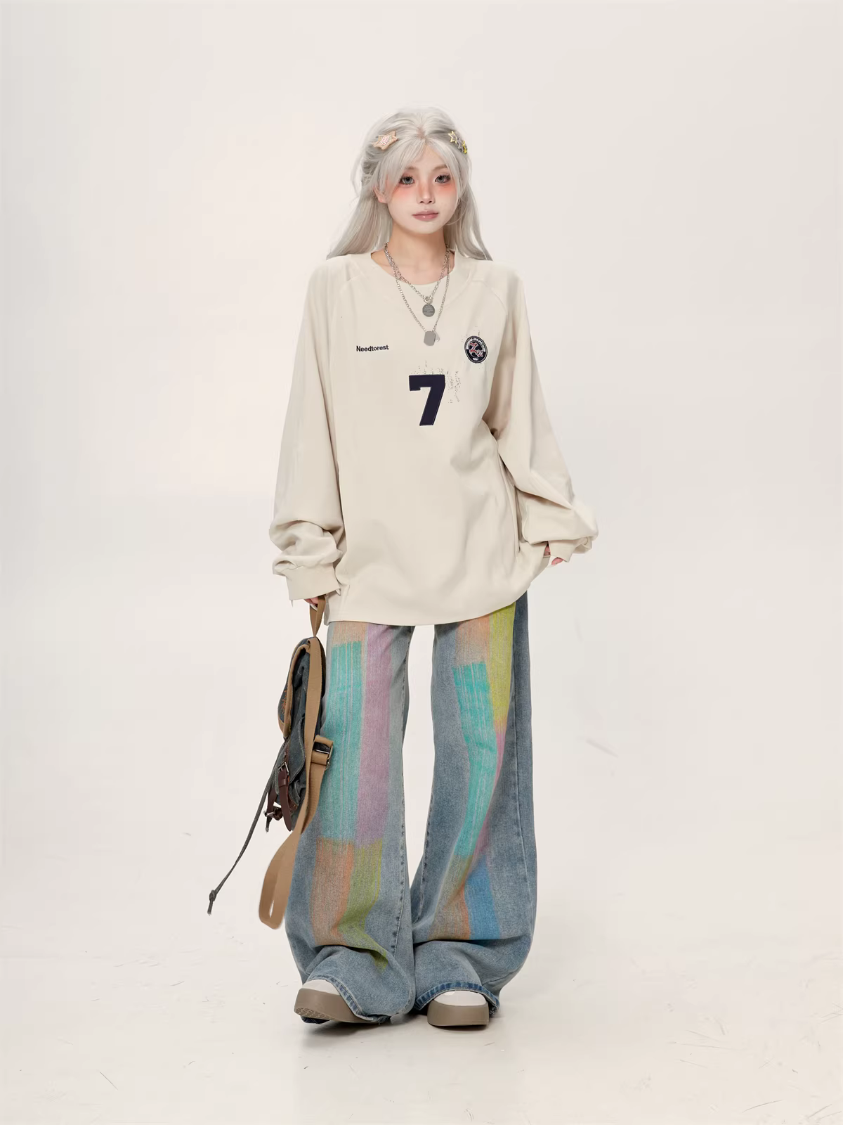 Minimalist Appliqué Raglan Crewneck Sweatshirt for Women – Spring/Autumn 2026, Couple Jersey Long-Sleeve Tee, Trendy Brand Top