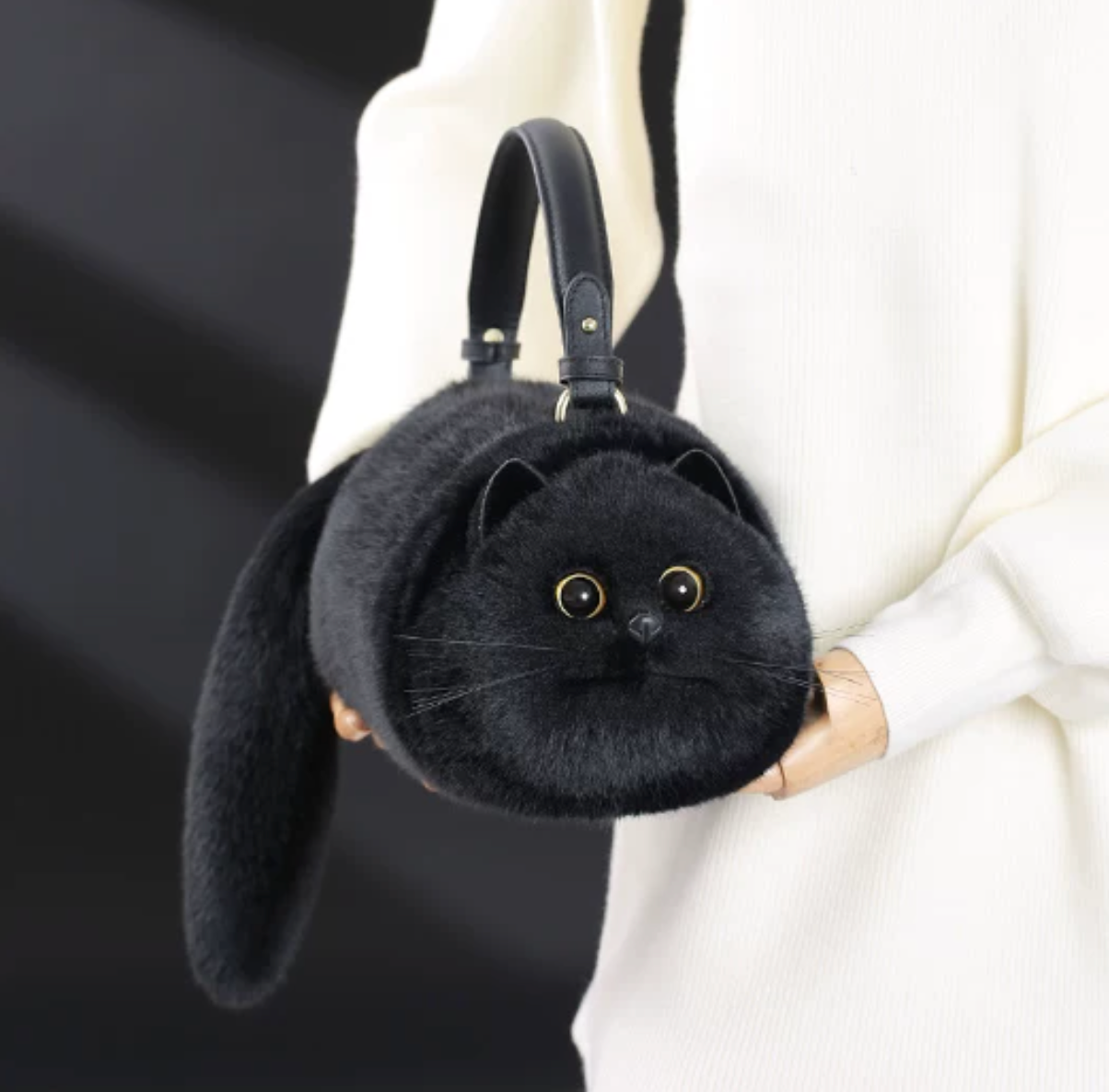 🐾 Catameng Cat Plush Bag –black
