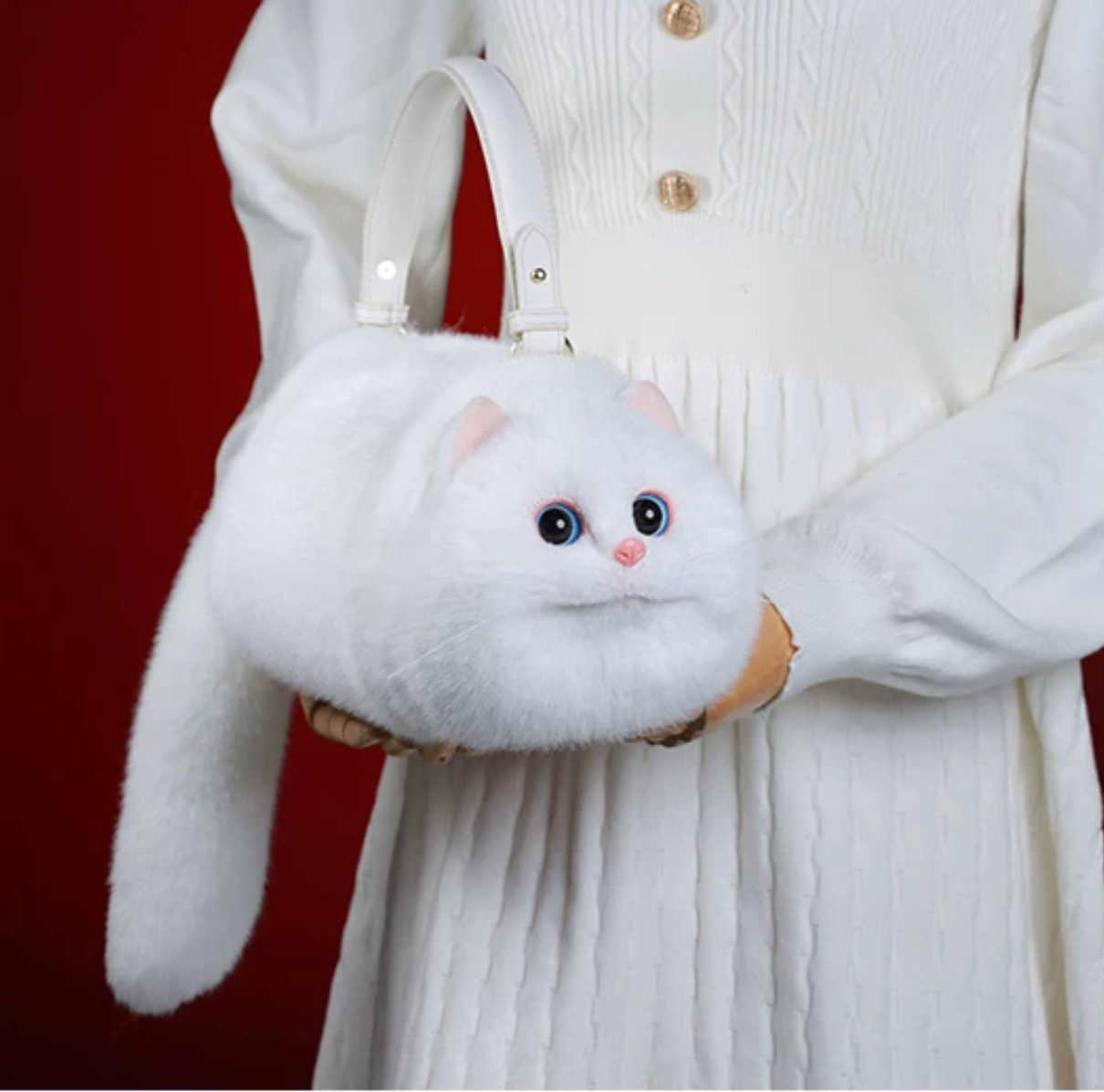 🐾 Catameng Cat Plush Bag –White