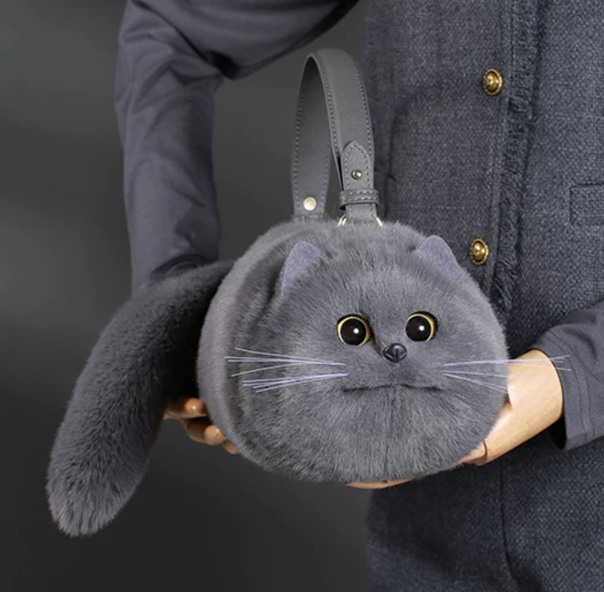 🐾 Catameng Cat Plush Bag – grey